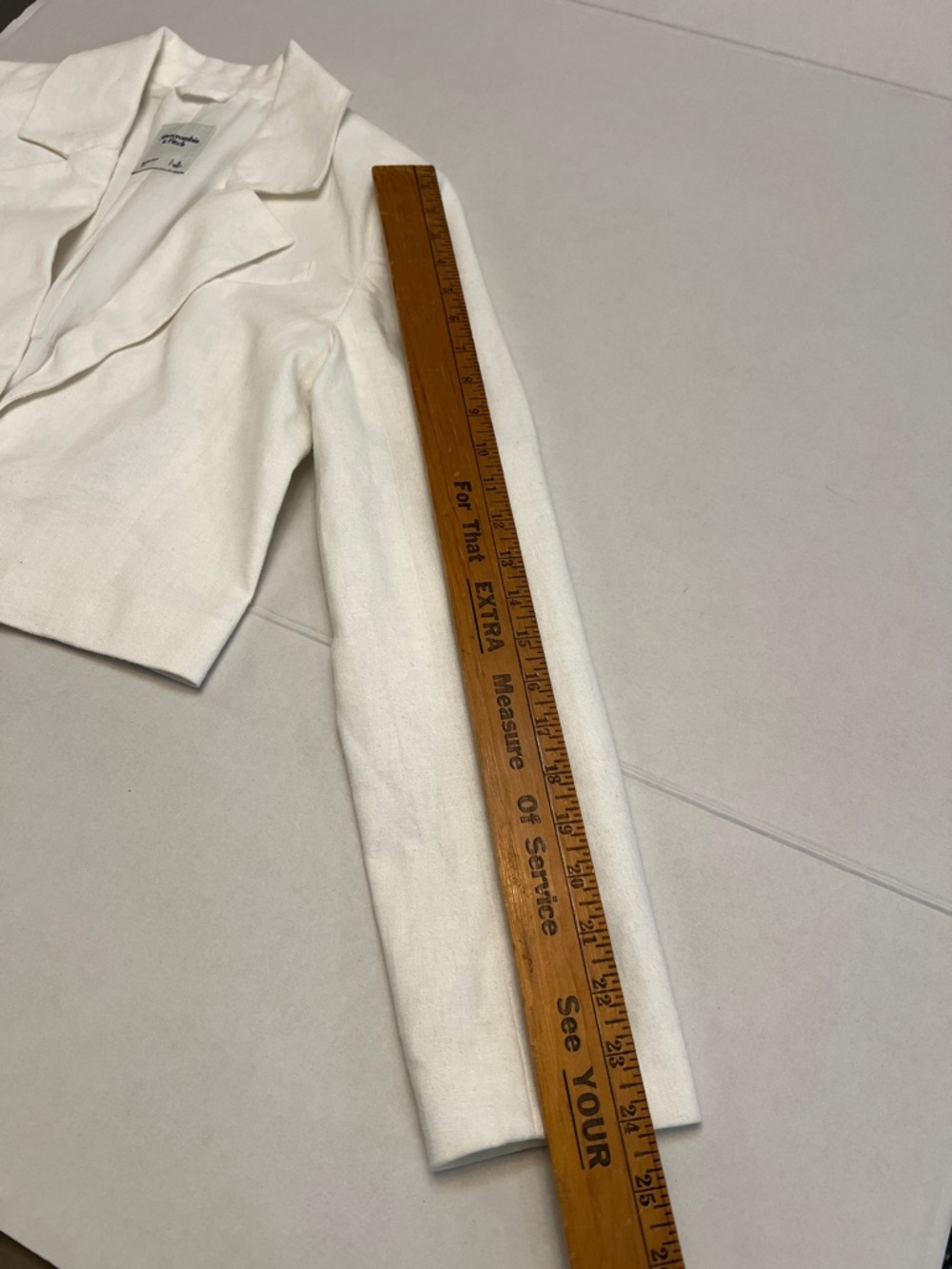 ABERCROMBIE & FITCH COTTON LINEN WOMENS CROPPED BLAZER WHITE SMALL - Picture 15 of 16